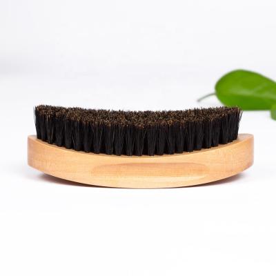 China Wholesale Oval Shape Beard Brush Shaving Brush Factory Barber Shop Custom Logo Wood Stiffens Beard Brush for sale