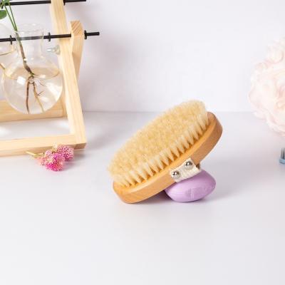 China All Natural Wholesale Natural Round Body Wood Biodegradable Brush For Skin Bath Massage Brush Bristle Dry Brush for sale