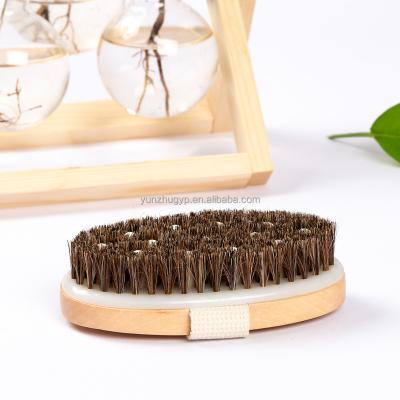 China FSC Clean Wood Body Brushes Silicone Massage Shower Horse Hair Body Bath Dry Exfoliating Cleaning Brushes for sale