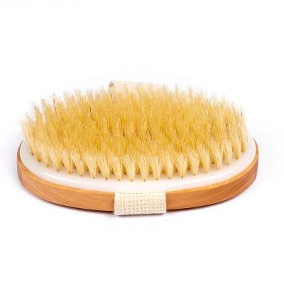 China Factory Wholesale Customizable Bristle Clean Exfoliating Brush Handle Wooden Shower Body Bath Dry Brush for sale