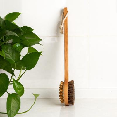 China Customizable Long Handle Single Sided Wooden Bath Brush Good Quality Horse Hair Wooden Bath Brush for sale