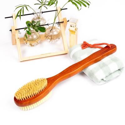 China Ccustomizable Double Sided 100% Natural Boar Bristle And Wooden Massage Shower Bath Brush With Long Handle Body And Dry Skin Brushes for sale