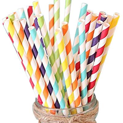 China New Pattern Popular Disposable Disposable Art Card Wholesale Bulk Eco Disposable Colorful Striped Food Grade Drinking Wrapping Paper Straw For Fest for sale