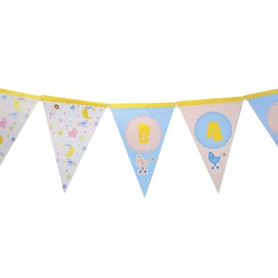 China New Useful Disposable Cake Toppe Child Birthday Party Supplies Wholesale Triangle Customized Happy Birthday Paper Bunting Flags Banner for sale