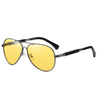 China Fashion Sunglasses 2022 Brand Designer Pilot Glass Gafas De Sol Double Bridge Polarized Driving Superior Night Vision Discoloration Sunglasses for sale