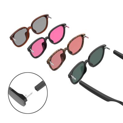 China BLUETOOTH SUNGLASSES 2022 Fashion Brand Designer Polarized Replaceable Frame Sunglasses Earphone Wireless Bluetooth Music Dismountable Smart Sunglasses for sale