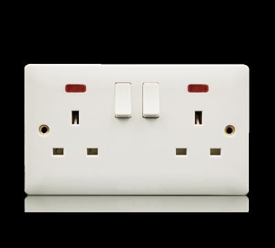 China BS Feature BS Feature Slim High Quality Bakelite 13A Dual Socket Wall Switch Electrical Socket With Neon for sale