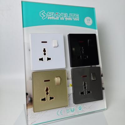 China New Commercial Flat Acrylic Multi Function 13A Single Wall Socket Shinelite Switch Electrical Outlet for sale