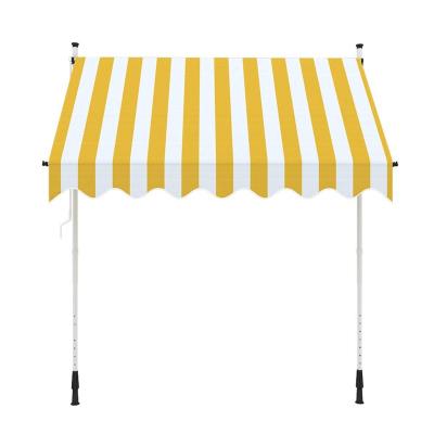 China Manual Retractable Door DIY Patio Awning Garden Sun Shade Canopy Gazebo Multi-stripe with Trims and Crank Handle for sale