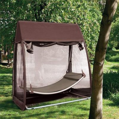 China GARDEN SHADE Lawn Leisure Hanging Hammock with Canopy and Mosquito Net Double Cotton Hammock with Space Saving Steel Stand for sale