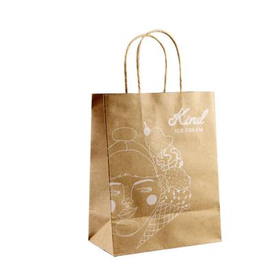 China Recyclable Customized Recycled Brown Kraft Paper Shopping Bag With Twisted / Flat Handle for sale