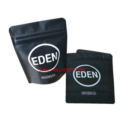 China Custom Food Logo Printing 1g 3.5g Matte Black Stand Up Zipper Bag for sale