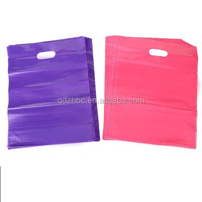 China shoes & 9x12 Shiny Plastic Clothing Purple And Pink Shopping Goods Bag for sale