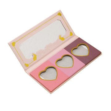 China Custom High Quality Cheap Heart Shaped Paper Eyeshadow Palette No Label Paper Packaging Box With Mirror for sale