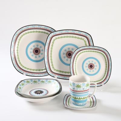 China New Desgin Disposable Dinnerware Set Square Shaped Ceramic Dinner Set for sale