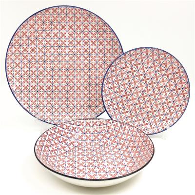 China Disposable High Quality Round Shape Ceramic Dinnerware Set In Decal for sale