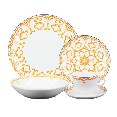 China Factory Supply Disposable Tableware Dinnerware Decal Porcelain Floral Dinner Set for sale