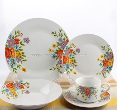 China Viable Porcelain 20 Pcs Dinner Set With Flower Decal For 4 People for sale