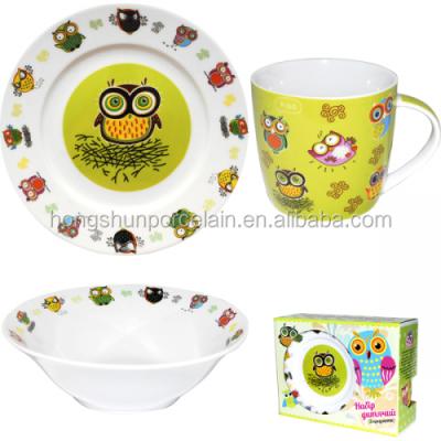 China Viable Kids Ceramic Dinnerware, Porcelain Dinner Cartoon Decal Set For Kids for sale