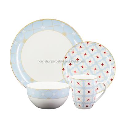 China Viable High Quality Porcelain 16pcs Flower Decal Dinner Set for sale