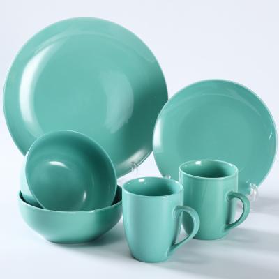 China Sustainable Porcelain 16pcs Household Color Glazed Dinnerware Sets For 4 Person for sale