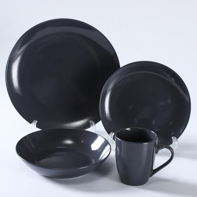 China Viable Ceramic Porcelain Solid Color Dish / Bowl /mug 16pcs Dinner Set / Color Glaze for sale