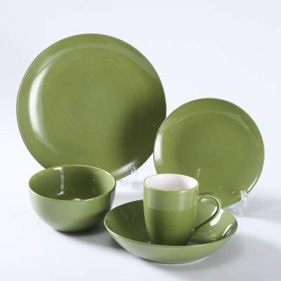 China Sustainable Factory Of Dinner Set English Moon Porcelain Color Glazed Dinnerware Sets for sale