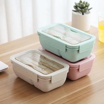 China Freshness Preservation Straw Eco Friendly Wheat Straw Bento Hot Food Boxes Food Grade Bento Wheat Straw Fiber Lunch Plastic Box for sale