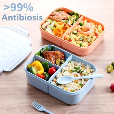 China Freshness Preservation Antisepsis Lunch Box With Spoon And Fork Chopsticks Set Square Bento Box for sale