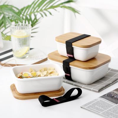 China Food Lunch Box Bento Lunch Box Ceramic Wooden Chinese Factory Microwave Safe and Frozen Bento for sale