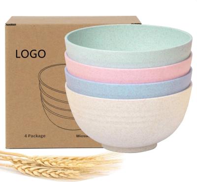 China Nordic Creative Viable Color Wheat Straw Bowl Set Student Portable Tableware for sale