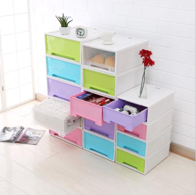 China Best Selling Simple Minimalist PP Solid Color Household Storage Box Multifunctional Plastic Drawer Dustproof Cabinet Thickened Storage Box for sale