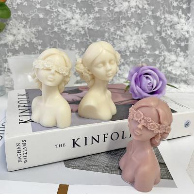 China DIY Portrait Sculpture Viable Resin Soap Scented 3D Women's Body Candle Mold Blindfolded Girl Silicone Molds for sale