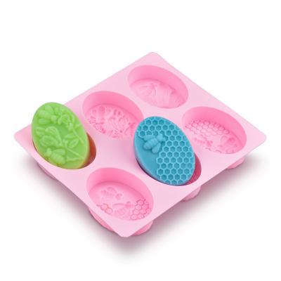 China 6 Cavity Hive Candle Mold Honeycomb Soap Making Mold Bee 3D Viable Silicone Molds for sale