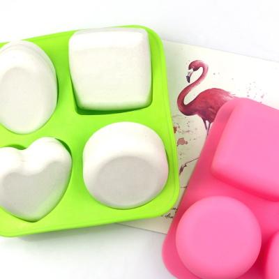 China Sustainable New Style Customized 4 In 1 Geometric Hand Make Cold Process Soap Silicone DIY Mold for sale