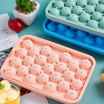 China Viable Food Grade 25 Cavity Sphere Ice Ball Maker Silicone Round Ice Cube Mold Round Ice Cube Tray With Lid for sale