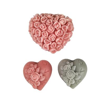 China 2022 New Viable Valentine's Day Rose Chocolate Silicone Mold Heart Shaped DIY Style for sale