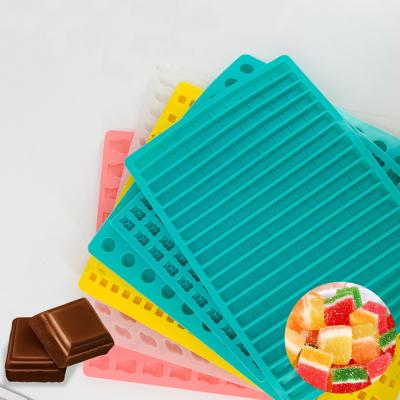 China Sustainable Mini Square Food Grade Strip 150 Cavities Support Gummy Jelly Candy Mold Custom Silicone Molds For Chocolate Candy for sale