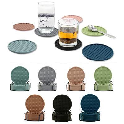 China 2022 New Viable Thickened Non-slip Cups Mat Heat Resistant Silicone Coasters with Stand for sale