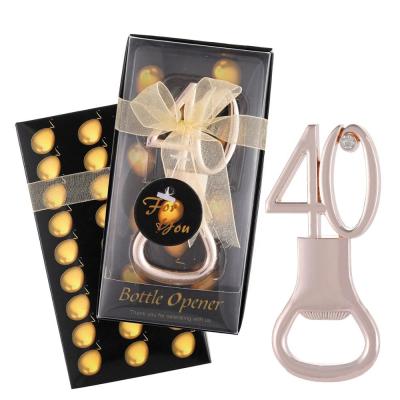 China New Viable Creative Black And Gold 40 Birthday Gift Bottle Opener for sale