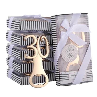 China Creative 30th Anniversary 30th Anniversary 30th 30th Anniversary Metal Gold Bottle Opener With New Design Gift Box for sale