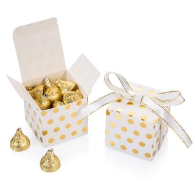 China White Party Show Gift Candy Box Bulk With Gold Dots Party Favor Box Gold Dots for sale