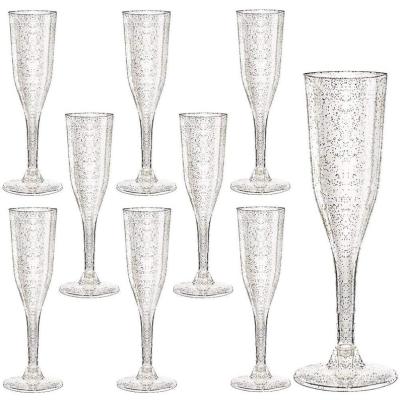 China event & Party Supplies Gold Glitter Classicware Plastic Glass As Champagne Wedding Parties Toasting Flutes for sale