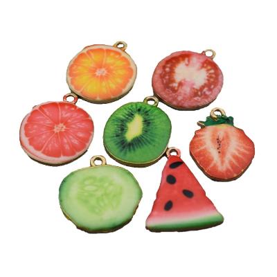 China Hot Sales Cute Fruit Charms Pendant Mixed Gold Enamel Pendants For Jewelry Crafting for sale