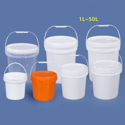 China 1L-50L Food Grade PP Round Pail Thickened Plastic Paint Bucket for Drums Pails Barrels for sale