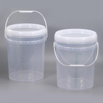 China Pastic Handle 20L Food Grade 5 Gallon Plastic Bucket Container With Lids Ruler Scale Line for sale