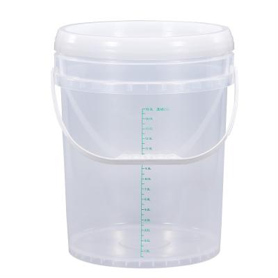 China 20L Plastic Bucket Container With Scale Ruler Handle Lids Food Grade 5 Gallon Bucket for sale