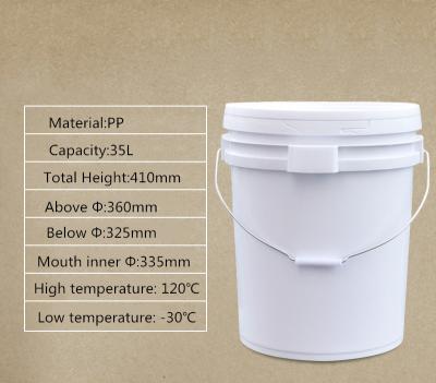 China Transparent Round Pail for Children Toys Packing 35L 7 Gallon Recycled Plastic Bucket for sale