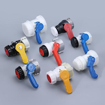 China IBC Tank Tote Water Drain Tank Adapter with Coarse Thread PP Ball Valve DN40 DN50 DN60 for sale