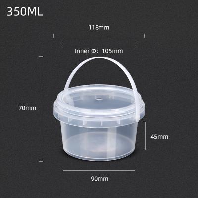 China 350ml Transparent Food Grade Plastic Bucket for Food Takeway Ice Cream Jam Package for sale